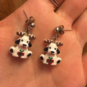 Christmas puppy earrings